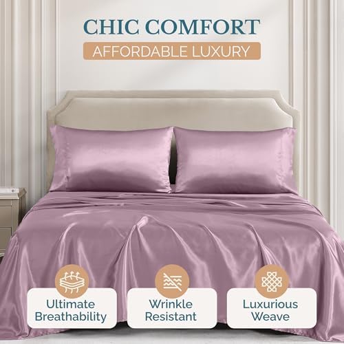 Casa Platino Twin Satin Sheets Set 3 pcs Pink