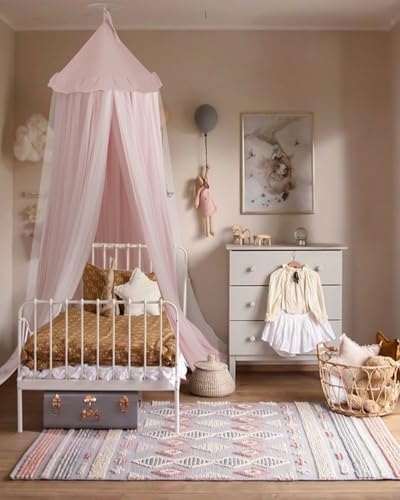 Little Dove Bed Canopy with Star Lights Double Layer 256x106 Pink