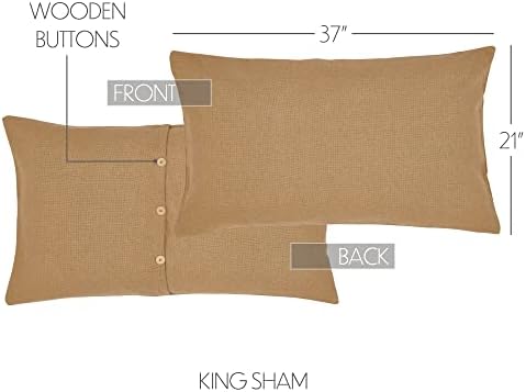 VHC Brands Burlap King Sham 21x37 Tan 1