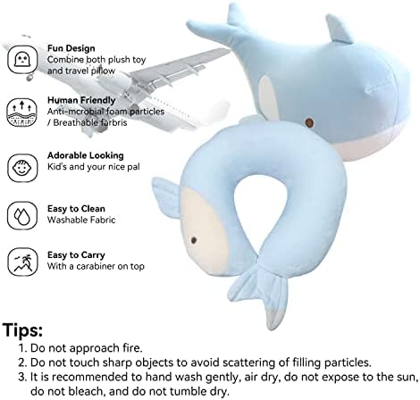 Blue Whale Kids Travel Pillow - 2-in-1 Deformable Neck Support