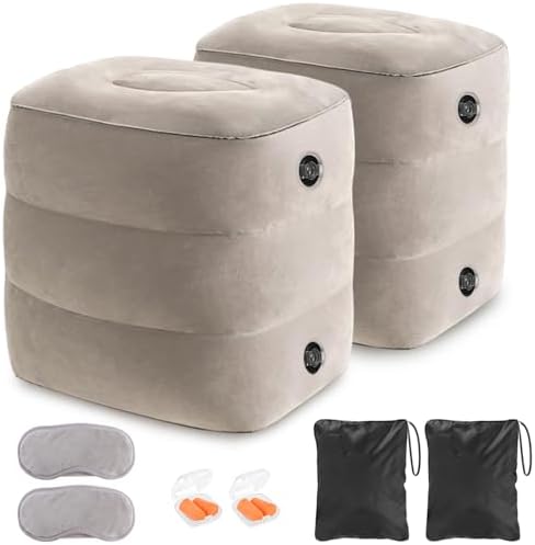 YSJILIDE Inflatable Travel Foot Rest Pillow 2 Pack