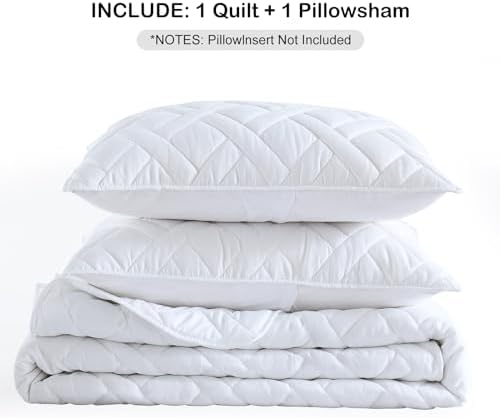 HORIMOTE HOME Quilt Set Twin Size White Diamond Pattern