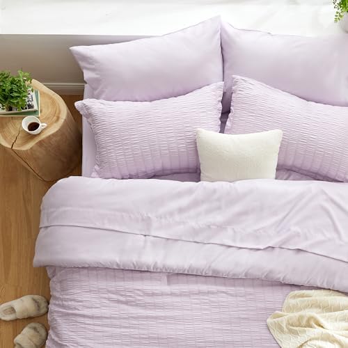 Loves Cabin Seersucker Lavender Comforter Set 5 Pieces