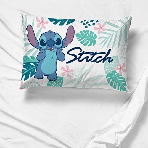 Jay Franco Disney Lilo Stitch Misty Palm Pillowcase - Double-Sided Kids Bedding