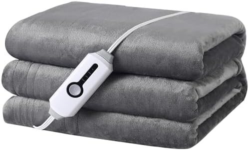 LaffyLo 72 x 84 Electric Heated Blanket - Light Grey