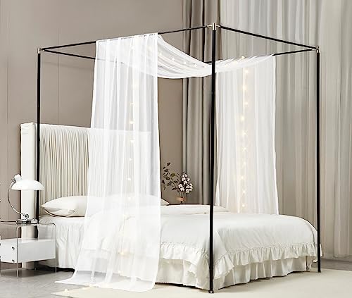 Akiky Canopy Bed Curtains with Round LED Light