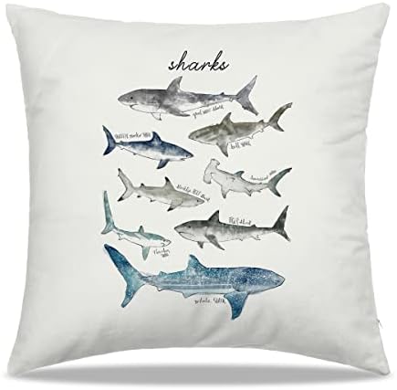 Dibor Funny Shark Pillow Cover 18x18 in