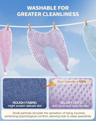 Memory Foam Kids Travel Pillow with Velvet Dots and Adjustable Straps