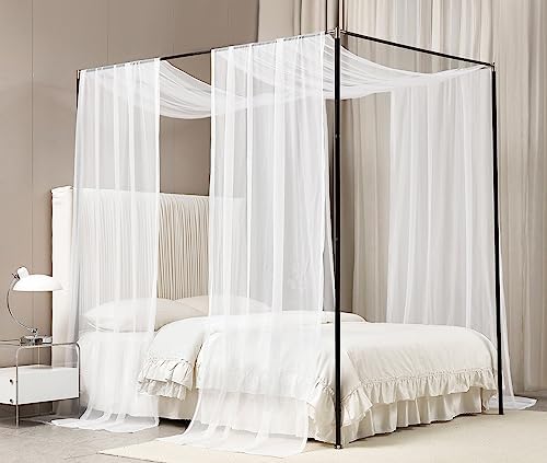 Akiky Canopy Bed Curtains with Round LED Light