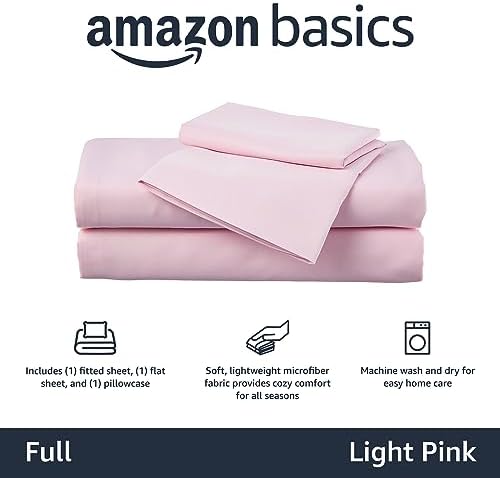 Amazon Basics Light Pink Full Sheet Set 4-Piece