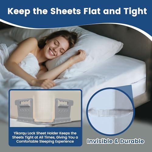 Yikorqu 4PCS Bed Sheet Holders for Corners - Gray