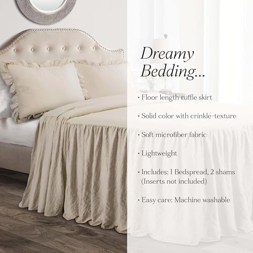 Lush Decor Ruffle Skirt Bedspread Set - King Neutral