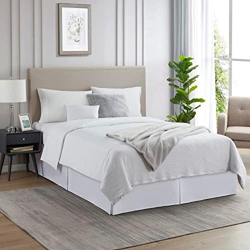 Nestl White Bed Skirt Queen Size - 14 Inch Drop