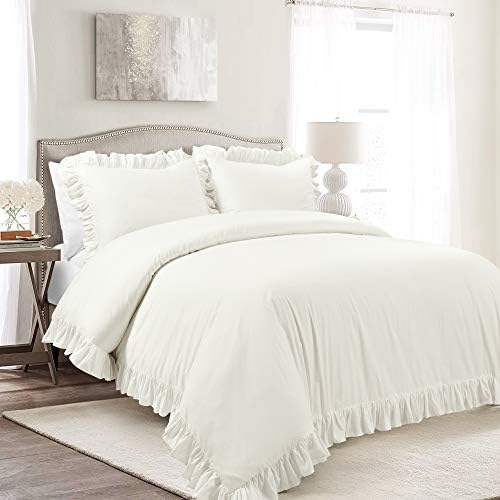 Lush Decor Reyna Ruffle Duvet Cover Set Queen White
