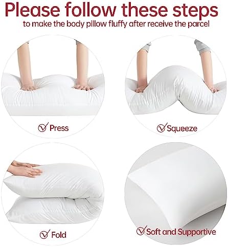 BedTreat Full Body Pillow Insert - 20 X 54 White