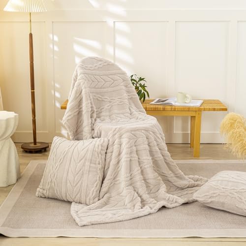 YUSOKI Sherpa Throw Blanket - 3D Stylish Design 50x65 Inches