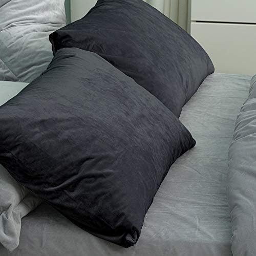 NTBAY Velvet Pillowcases 2 Pack 20x30 Inches Charcoal Grey