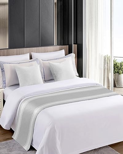 Ldtrchee Bed Runner King Size Satin Grey Striped