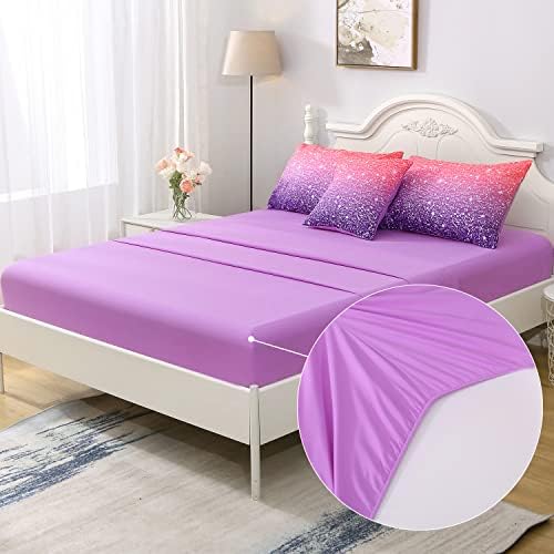 JQinHome Twin Pink Purple Comforter Set