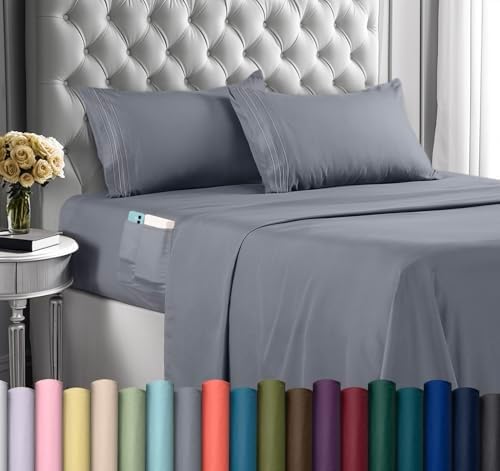 Utopia Bedding King Sheet Set - Grey 4 Piece Deep Pocket Luxury Sheets