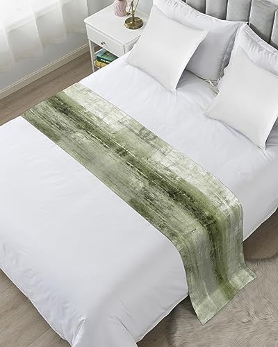 Ldtrchee Queen Bed Runner Sage Green Satin Decorative Scarf Throws