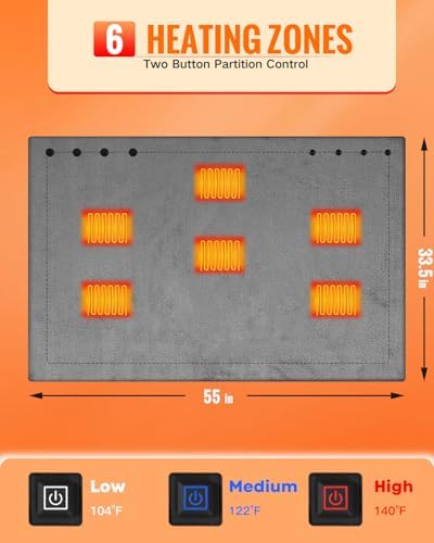 Diweez Cordless Heated Blanket with 3 Heat Levels