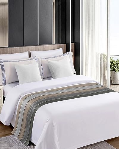 Litter Star King Bed Runner Farmhouse Gradient Gray Wood Grain Bedding Scarf
