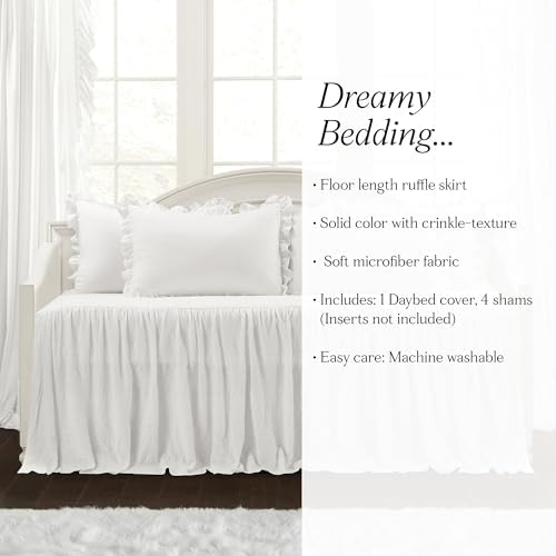 Lush Decor Ruffle Skirt Daybed Cover 5 Piece Set - White