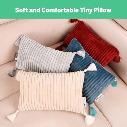 Vocheer Small Travel Pillow with Tassels Grey 1pc