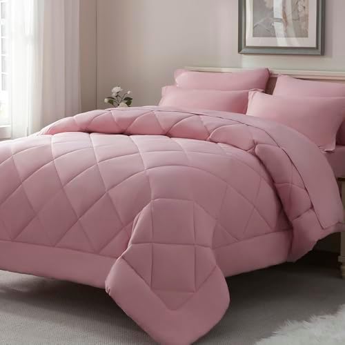 ElNido Queen Blush Pink Queen Comforter Set 7 Pieces