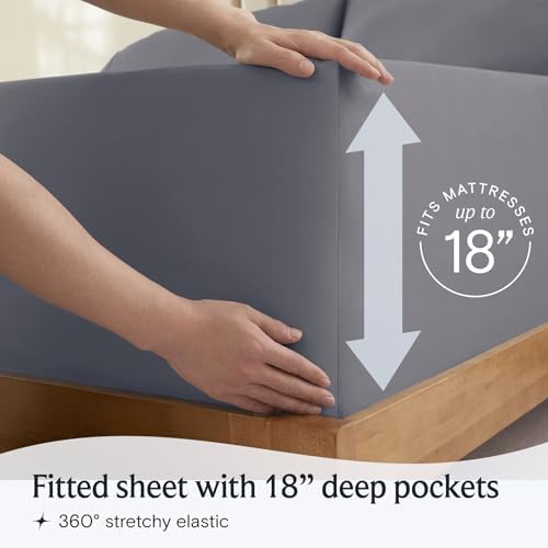 LuxClub 4 PC Queen Sheet Set - Light Grey