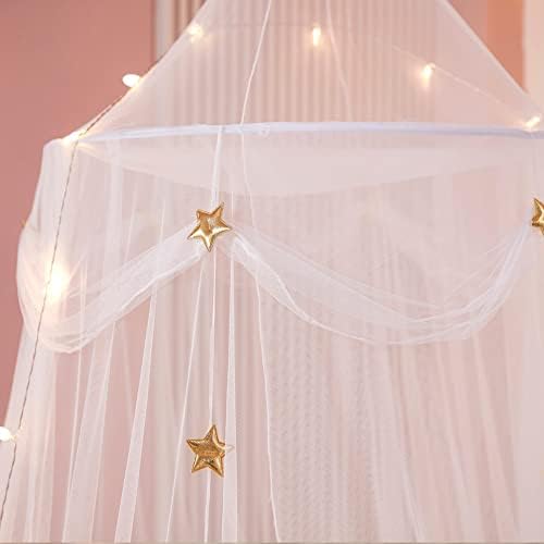 Gold Star Princess Bed Canopy with Lights for Kids