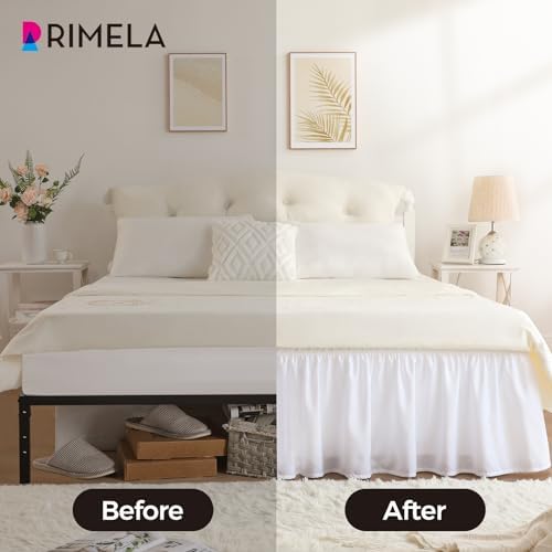 RIMELA Queen Size 15 Inch Drop Bed Skirt with Elastic Straps