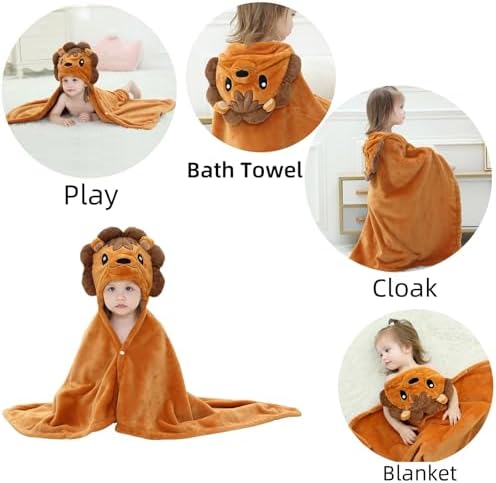Arkwida Baby Bath Towel with Hood Flannel Blanket for Kids