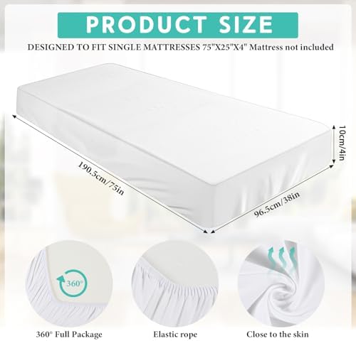 Breling Fitted Sheet Set - Twin 4 White 2 Pcs
