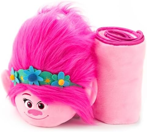 DREAMWORKS TROLLS Armrest Buddy Travel Pillow with Blanket - Queen Poppy 13