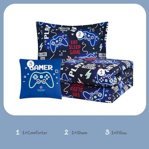 Glow in the Dark Gamer Comforter Set Twin Size