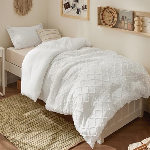 Bedsure Twin XL Comforter Set - Fluffy White with Pillow Sham