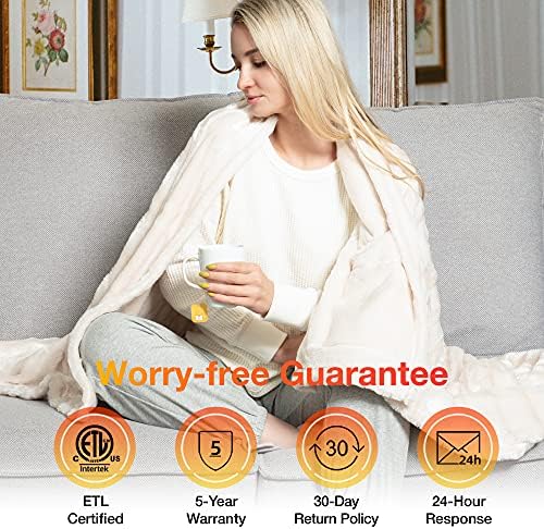 WOOMER Electric Heated Throw Blanket with 4 Heating Levels 1