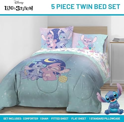 Jay Franco Disney Lilo and Stitch Comforter Set - 5 Piece Kids Bedding