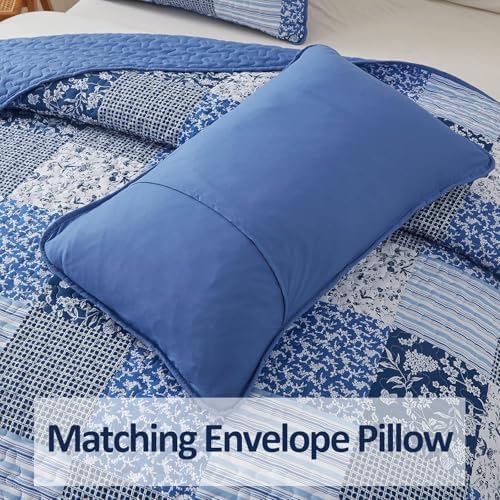 Mybedsoul Blue Plaid Quilt Set California King