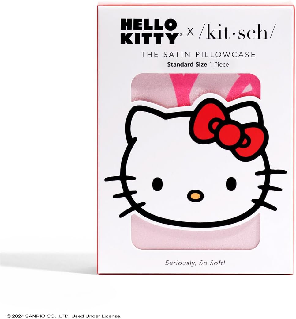 Kitsch x Hello Kitty Pink Kitty Faces Satin Pillowcase