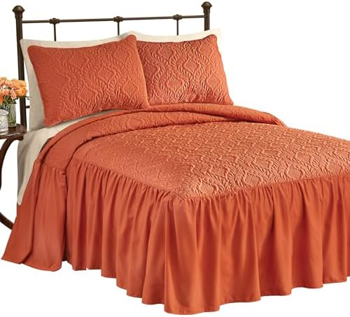 Collections Etc Elegant Clara Textured Ruffle Bedspread