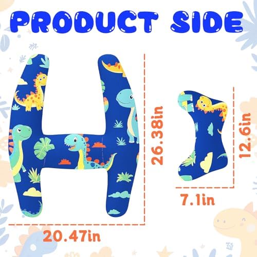 H-Shape Kids Travel Pillow with Blue Dinosaur Design