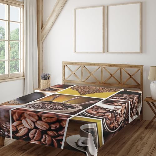 Ambesonne Coffee Flat Sheet 108x102 Inches California King Brown Mustard