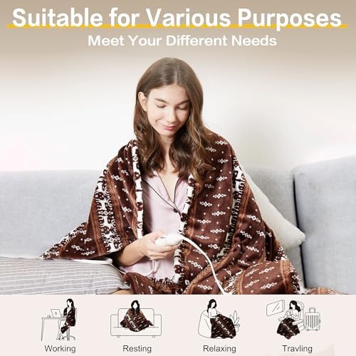 Gintao Electric Heated Blanket Throw with 3 Heat Levels