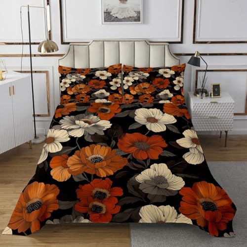 Erosebridal Watercolor Floral King Bedspread Set
