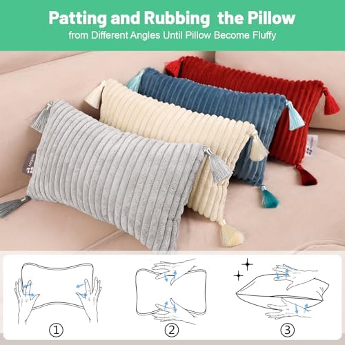 Vocheer Small Travel Pillow with Tassels Grey 1pc
