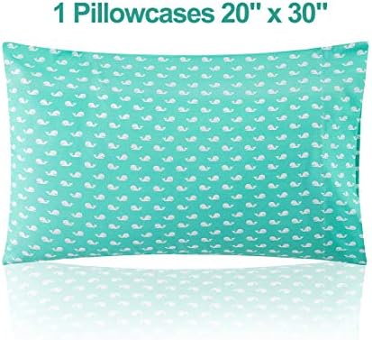 Vonty Kids Bed Sheets Twin Green Whale Print Set