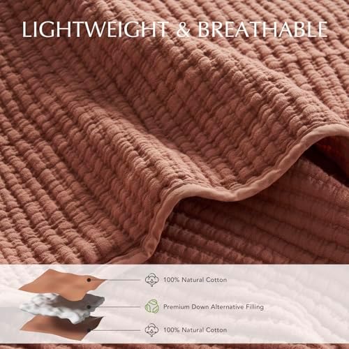 EVERGRACE Cotton Coverlet Set King Size 3 Pieces